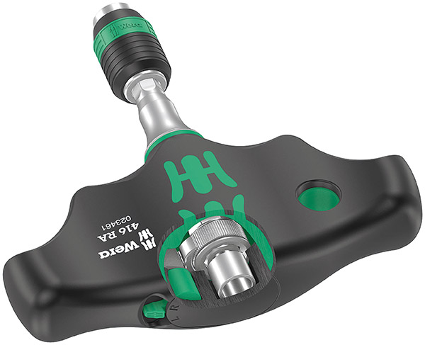 The ratchet mechanism of the T-handles is completely embedded in the handle. The ratchet mechanism of the T-handles is completely embedded in the handle.